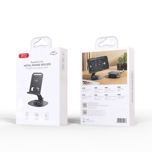 XO-C151 Metal 360° Rotating Black Phone Holder – Stylish and Versatile Support