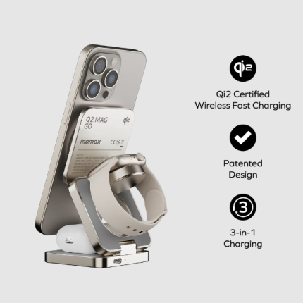 Q2.Mag 3-in-1 Foldable Qi2 15W Magnetic Wireless Charging Stand
