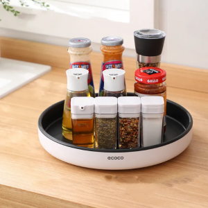 ECOCO 360° Rotating Round Spice Storage Rack Tray – Organize Your Kitchen Effortlessly