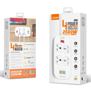 LDNIO SC4407 EU Defender Series Power Socket – 4 USB Ports & 2M Cable