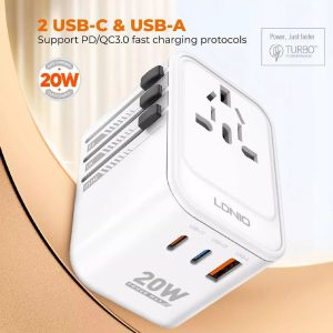 LDNIO Z9 20W GaN Universal Travel Adapter – Fast & Reliable Charging Worldwide