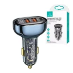 USAMS US-CC158 125W 3-Port Transparent Digital Display Fast Car Charger – Icicle Series