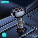 USAMS US-CC158 125W 3-Port Transparent Digital Display Fast Car Charger – Icicle Series