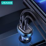 USAMS US-CC158 125W 3-Port Transparent Digital Display Fast Car Charger – Icicle Series